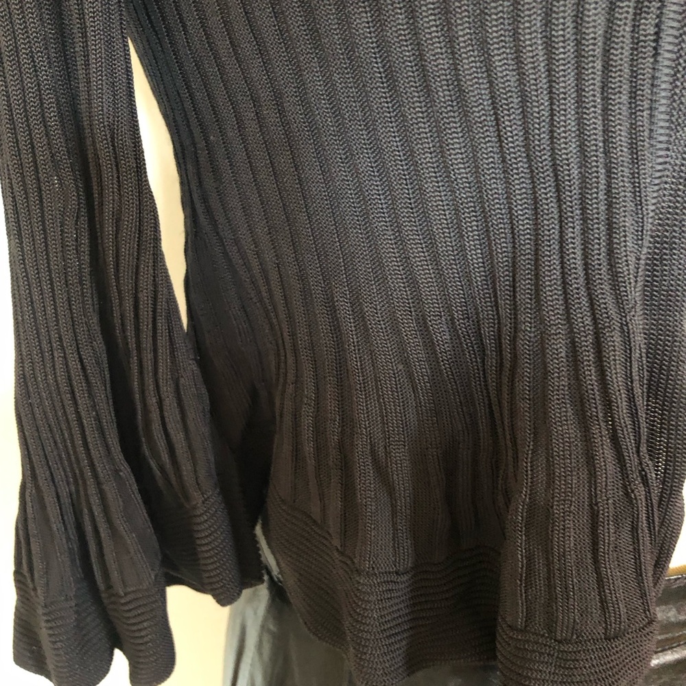 Women’s Black Ribbed Single-Button Cardigan - Picture 5 of 11